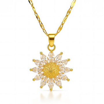 Flower brass necklace