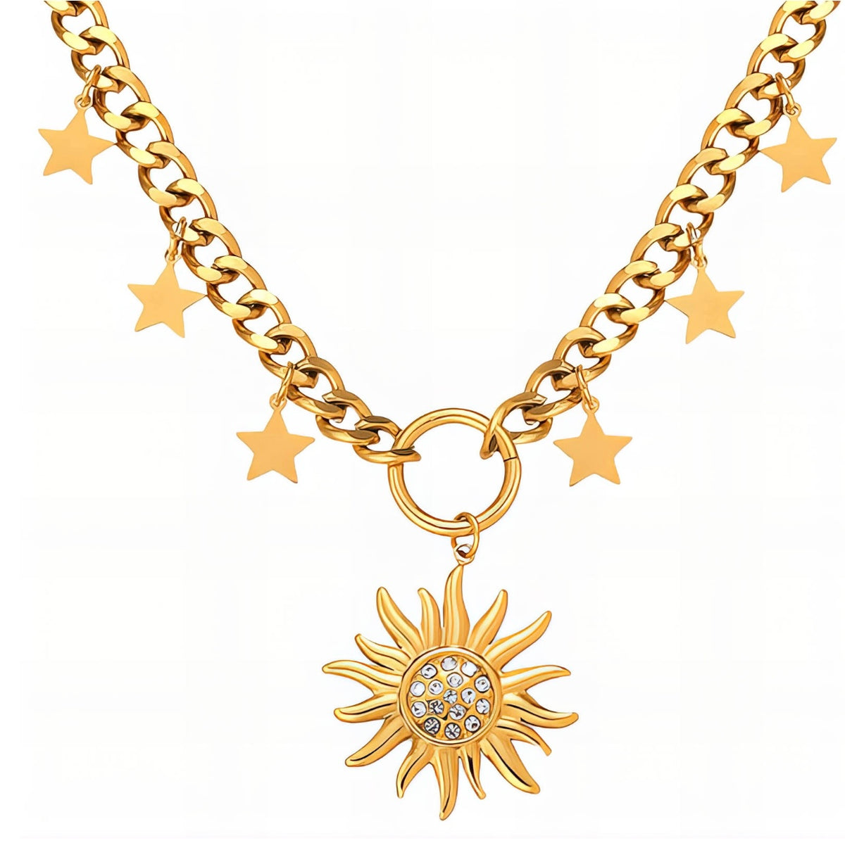 SUN GOLD-PLATED STAINLESS STEEL NECKLACE