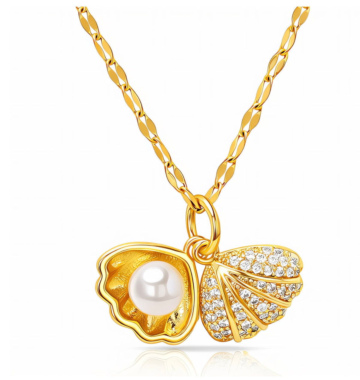 SEASHELL  18k GOLD-PLATED BRASS NECKLACE - CRYSTALLIC