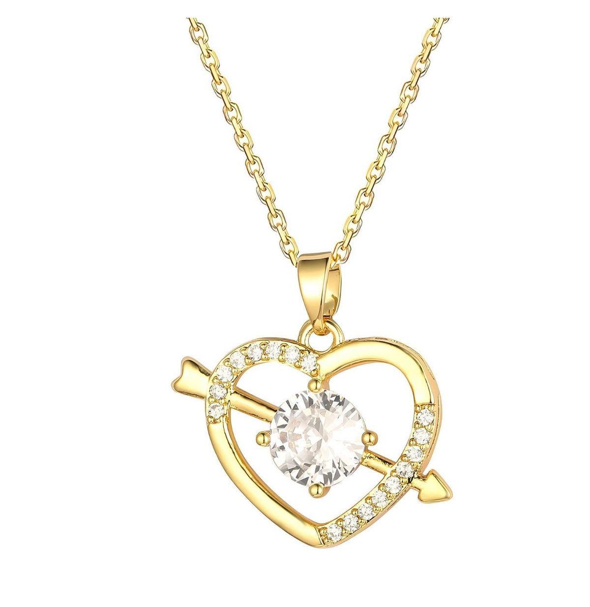 HEART  18k GOLD-PLATED
BRASS NECKLACE - CRYSTALLIC