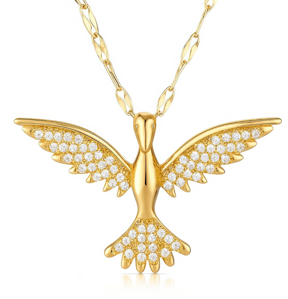 BIRD 18k GOLD-PLATED BRASS NECKLACE - CRYSTALLIC