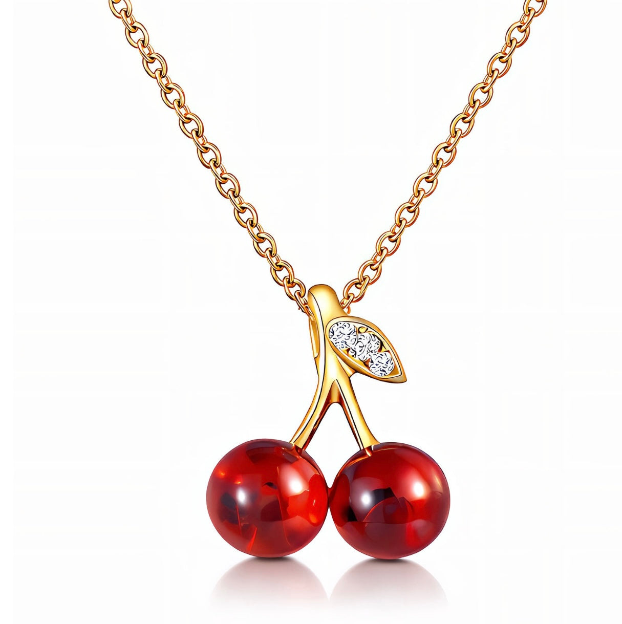 CHERRY 18k GOLD-PLATED BRASS NECKLACE - CRYSTALLIC
