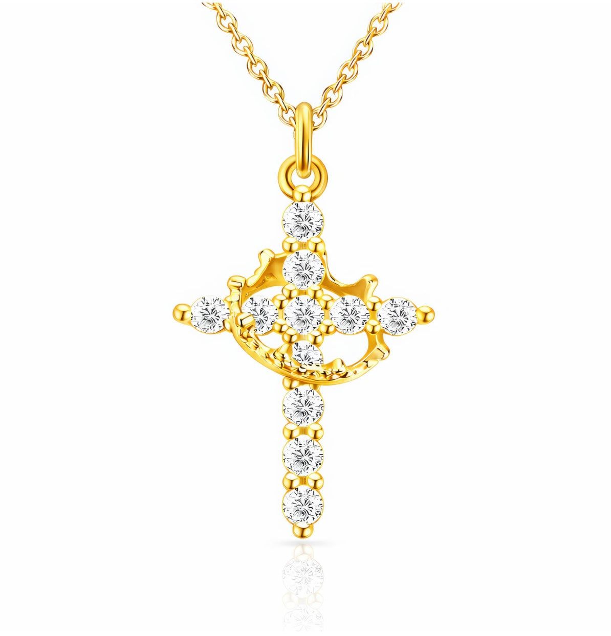 CROSS 18k GOLD-PLATED BRASS NECKLACE - CRYSTALLIC