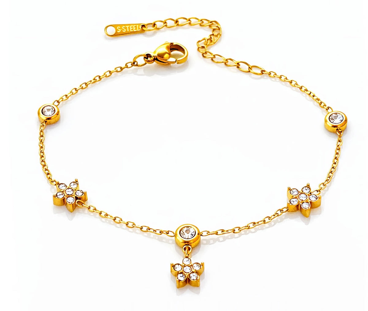 FLOWERS GOLD-PLATED STEEL BRACELET