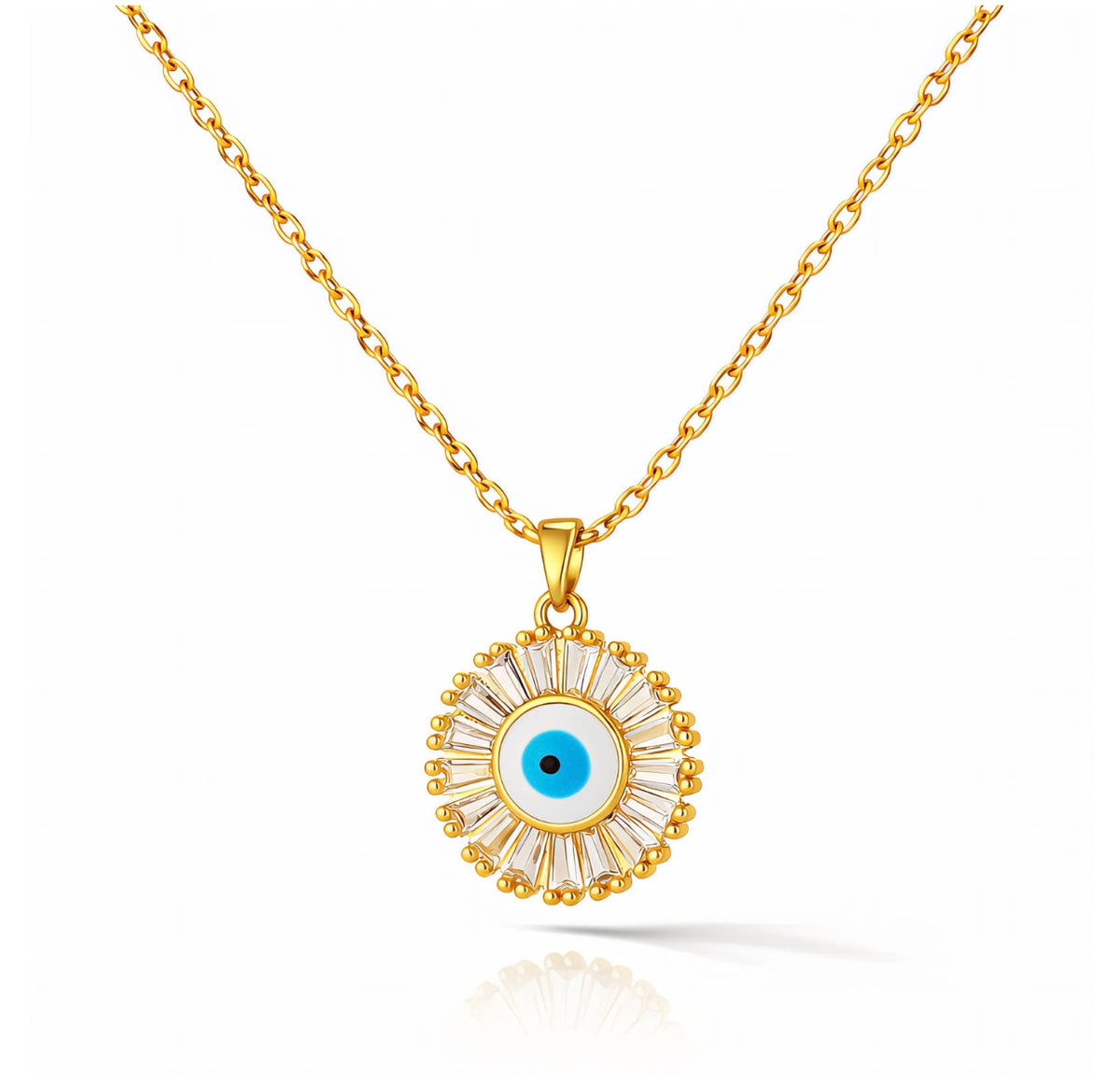 EVIL EYE 18k GOLD-PLATED BRASS NECKLACE - CRYSTALLIC