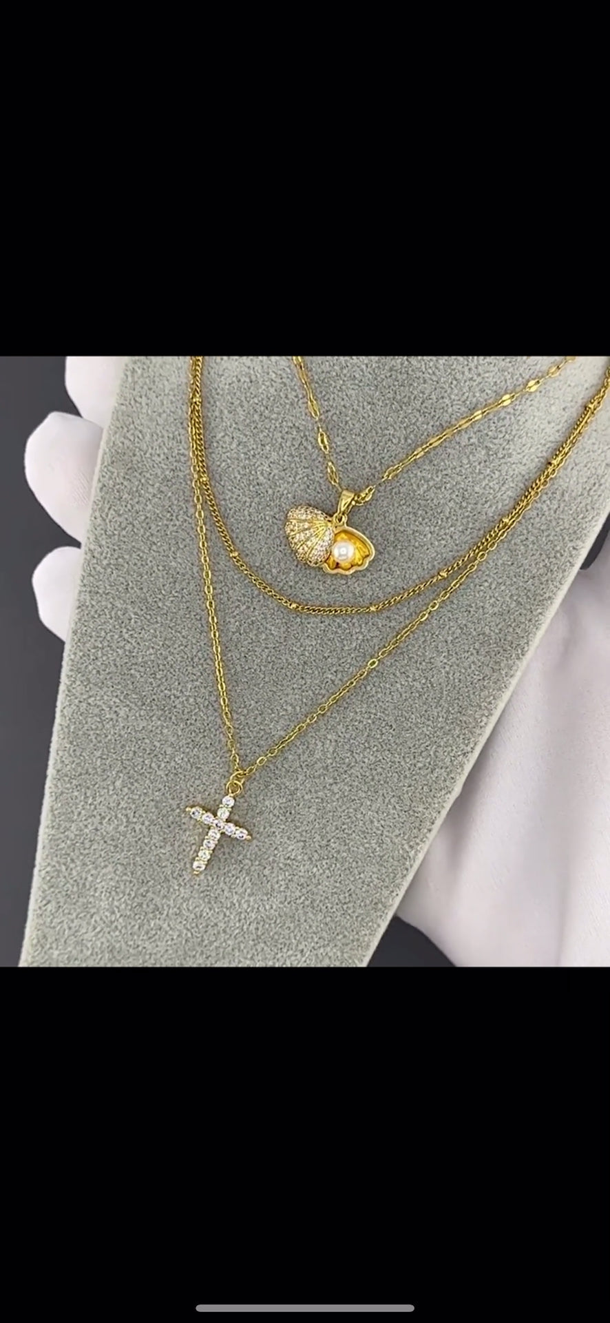 SEASHELL  18k GOLD-PLATED BRASS NECKLACE - CRYSTALLIC